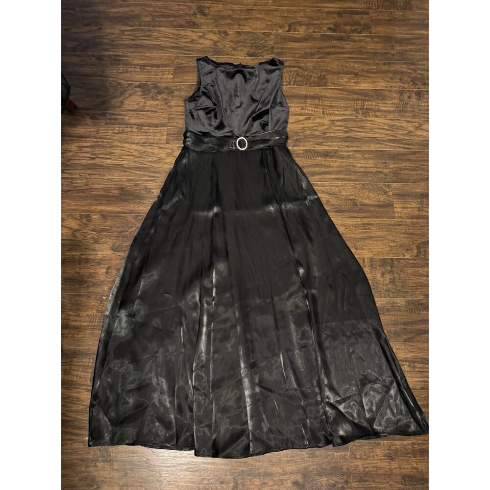 Alexa B black broach belt lightweight modest midi classic dress size 10 NWT